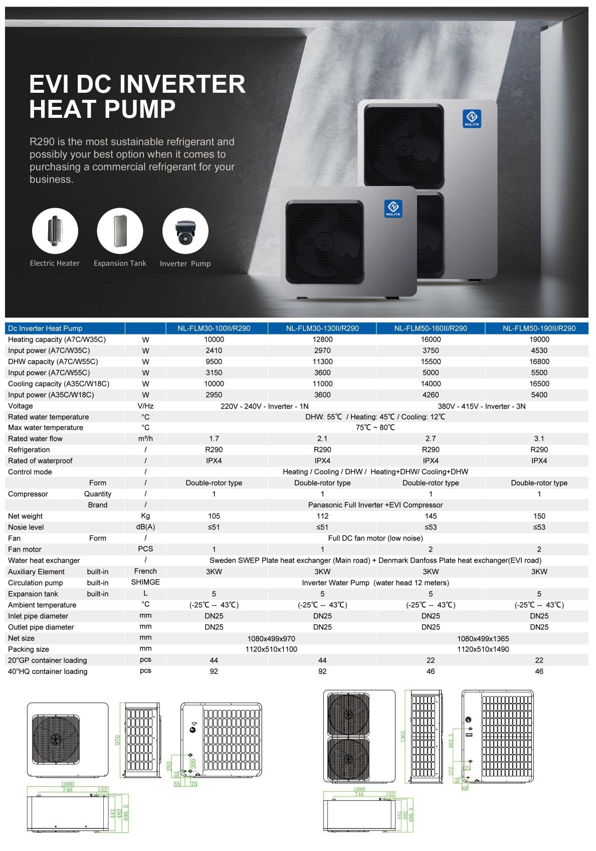 Solar Function R290 10kW 13kW 16kW 20kW Air Source Heat Pump 5