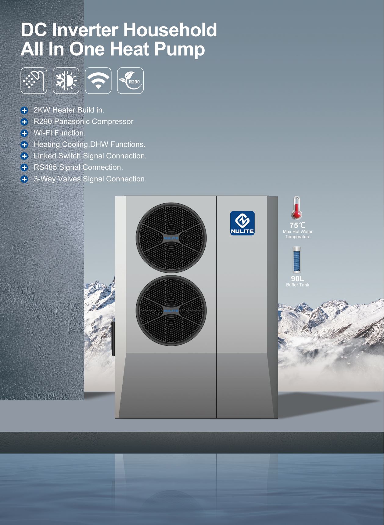 New Design R290 8.5kW 12.5kW Monoblock Heat Pump 5